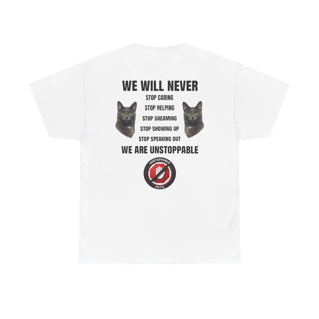 Unstoppable Heart Tee — Inspirational "Be Unstoppable" Motivational T‑Shirt (Cat Design)