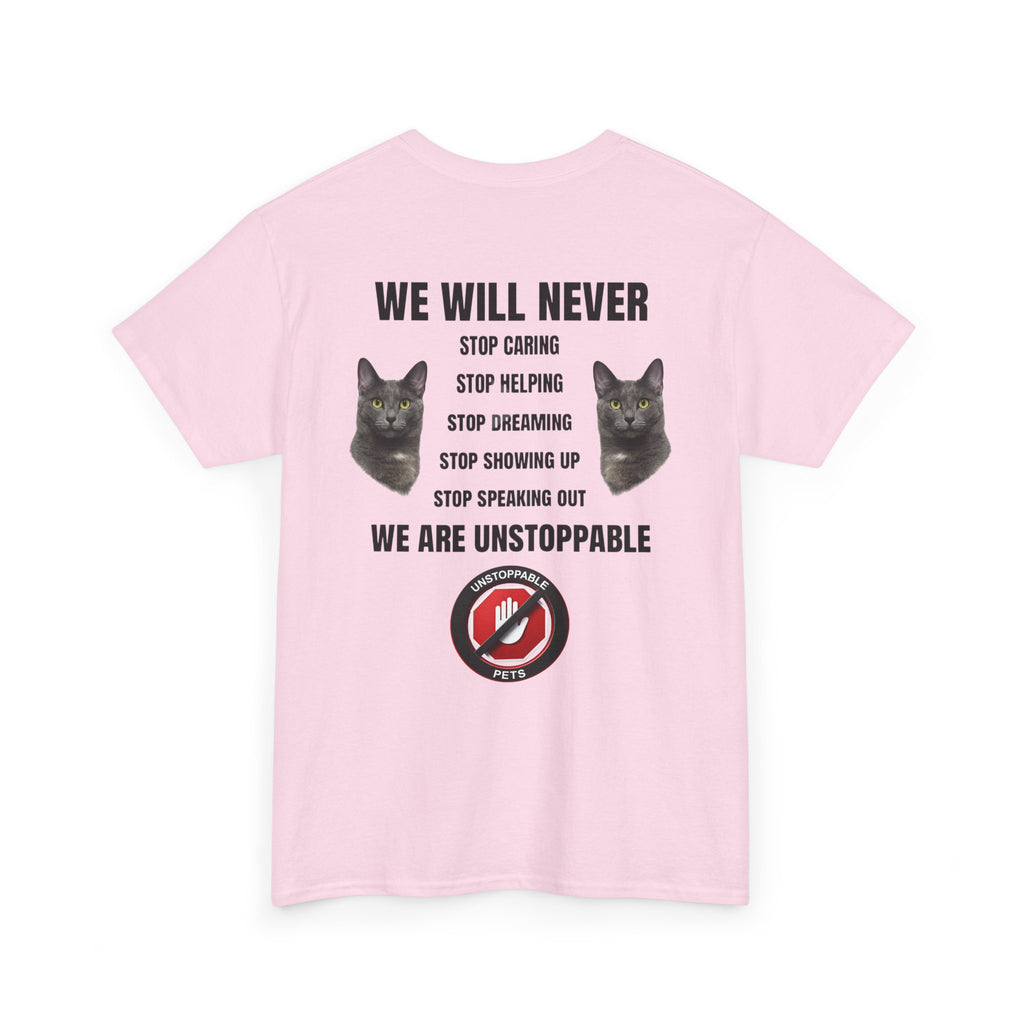 Unstoppable Heart Tee — Inspirational "Be Unstoppable" Motivational T‑Shirt (Cat Design)