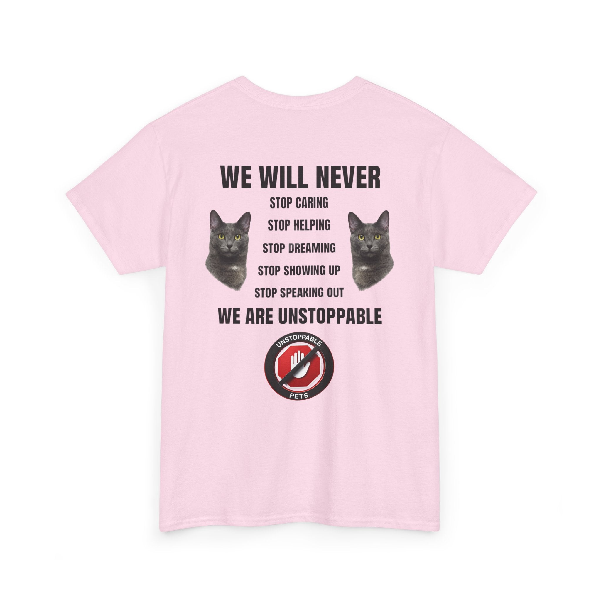 Unstoppable Heart Tee — Inspirational "Be Unstoppable" Motivational T‑Shirt (Cat Design)