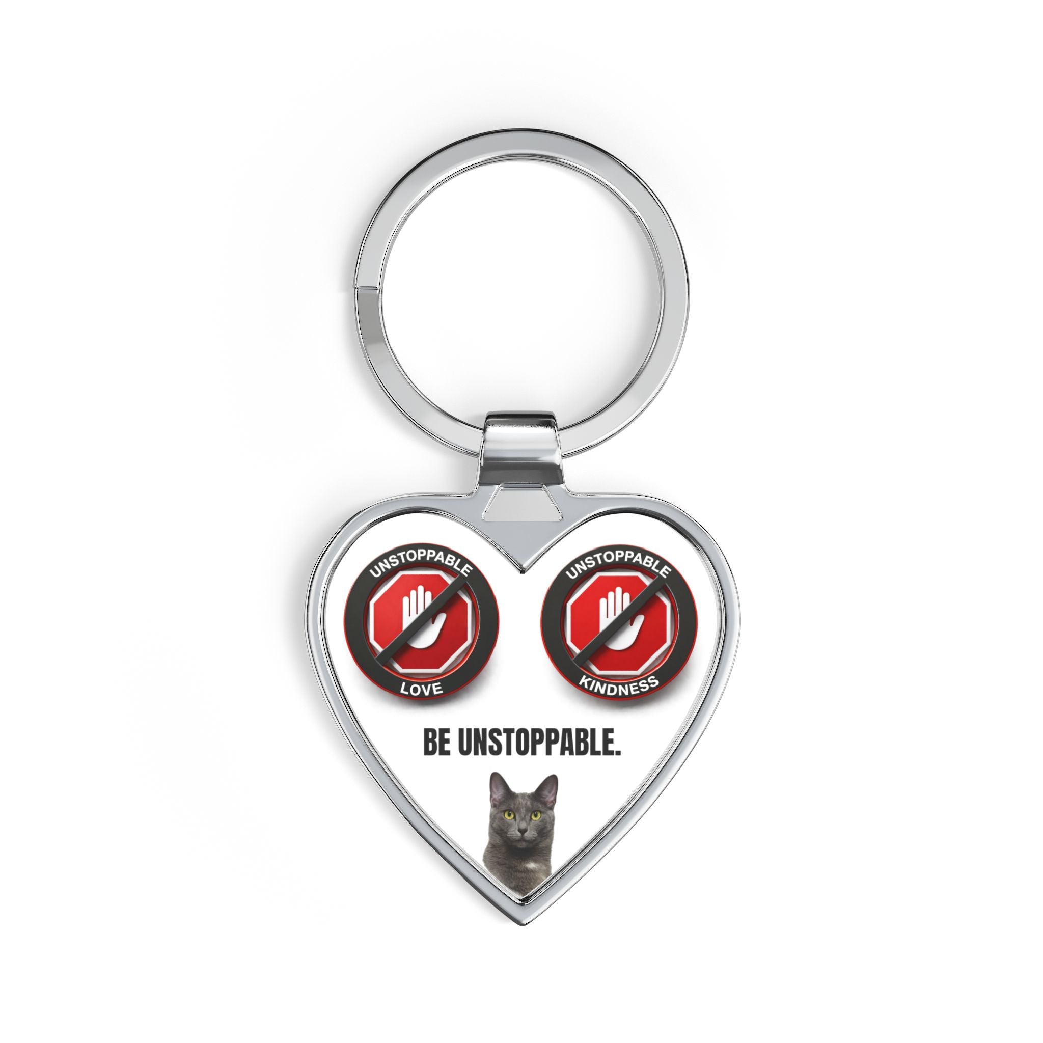 Heart Keychain — "Be Unstoppable" Motivational Pet Lover Keyring