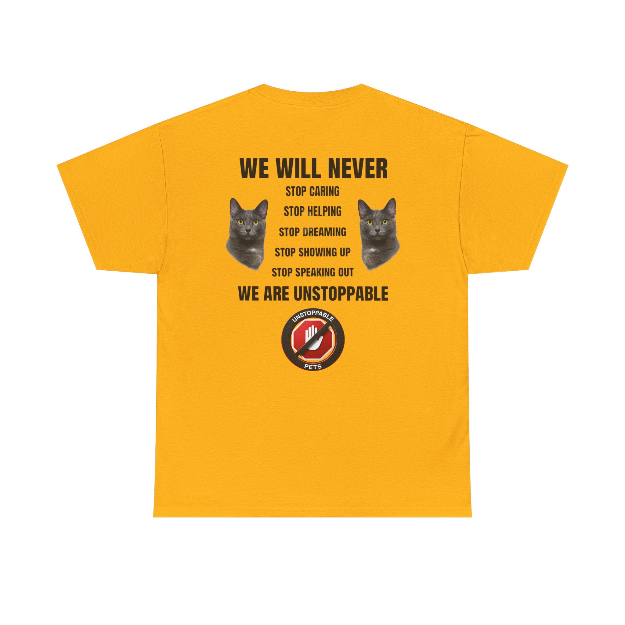 Unstoppable Heart Tee — Inspirational "Be Unstoppable" Motivational T‑Shirt (Cat Design)