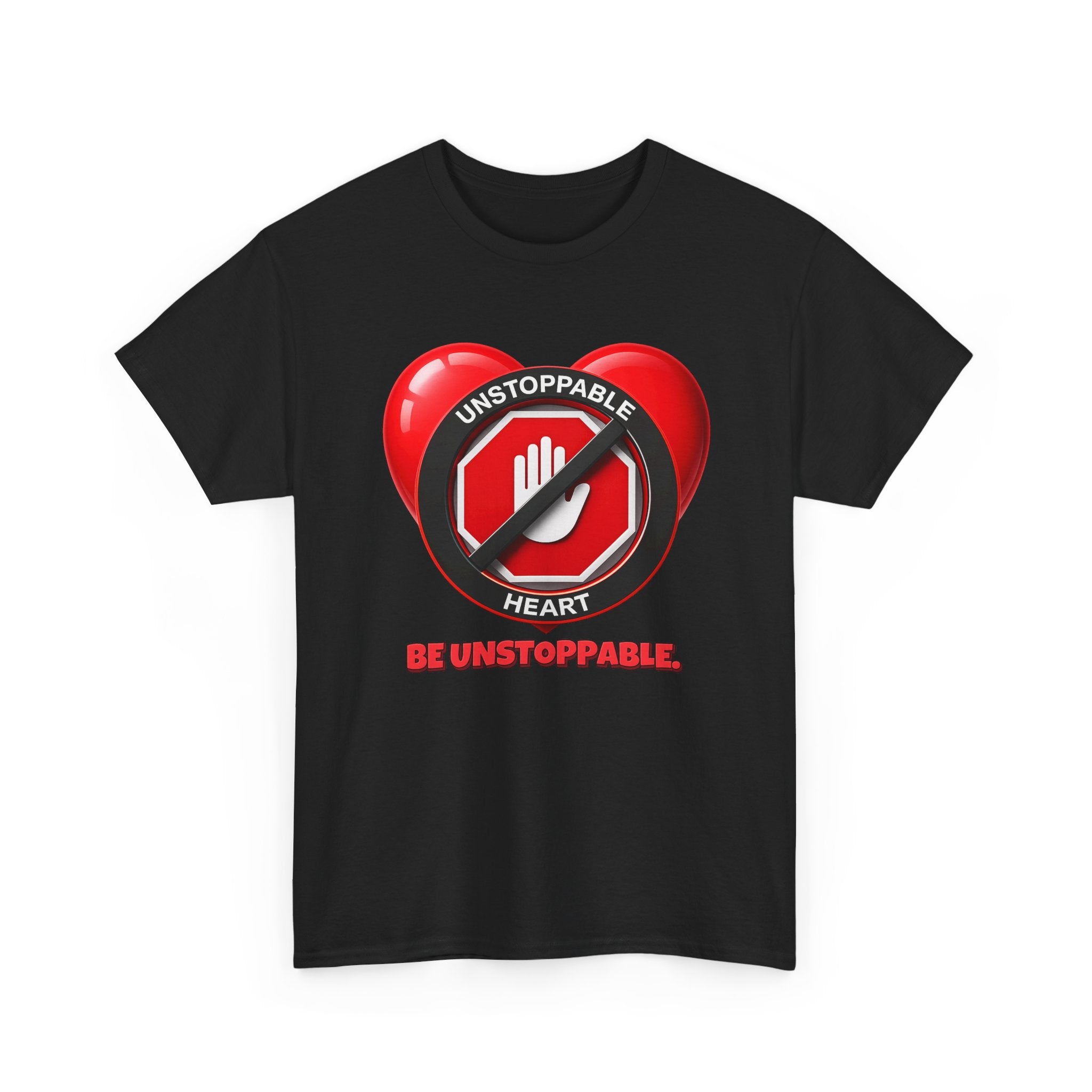 Unstoppable Heart Tee — Inspirational "Be Unstoppable" Motivational T‑Shirt (Cat Design)