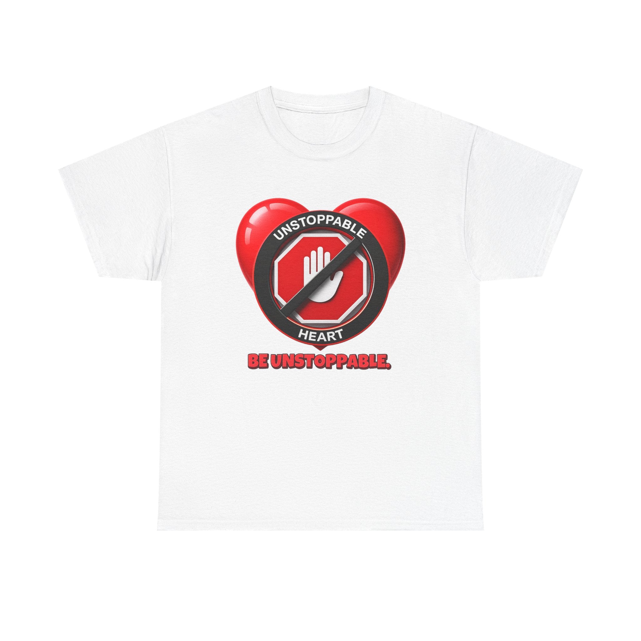 Unstoppable Heart Tee — Inspirational "Be Unstoppable" Motivational T‑Shirt (Cat Design)