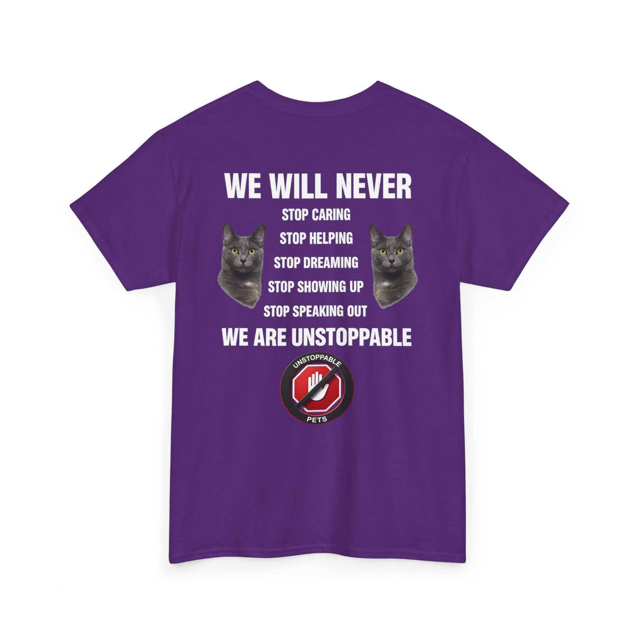 Unstoppable Heart Tee — Inspirational "Be Unstoppable" Motivational T‑Shirt (Cat Design)