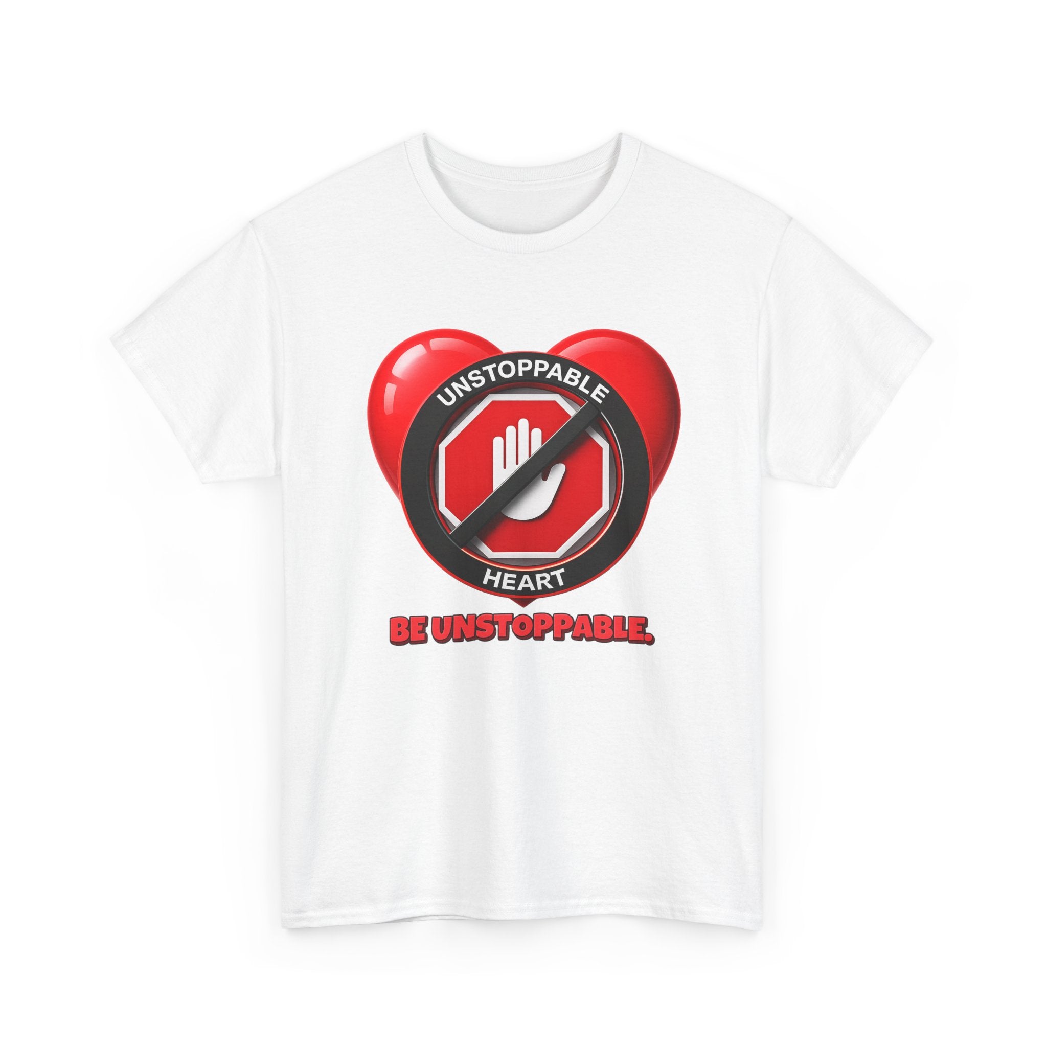 Unstoppable Heart Tee — Inspirational "Be Unstoppable" Motivational T‑Shirt (Cat Design)