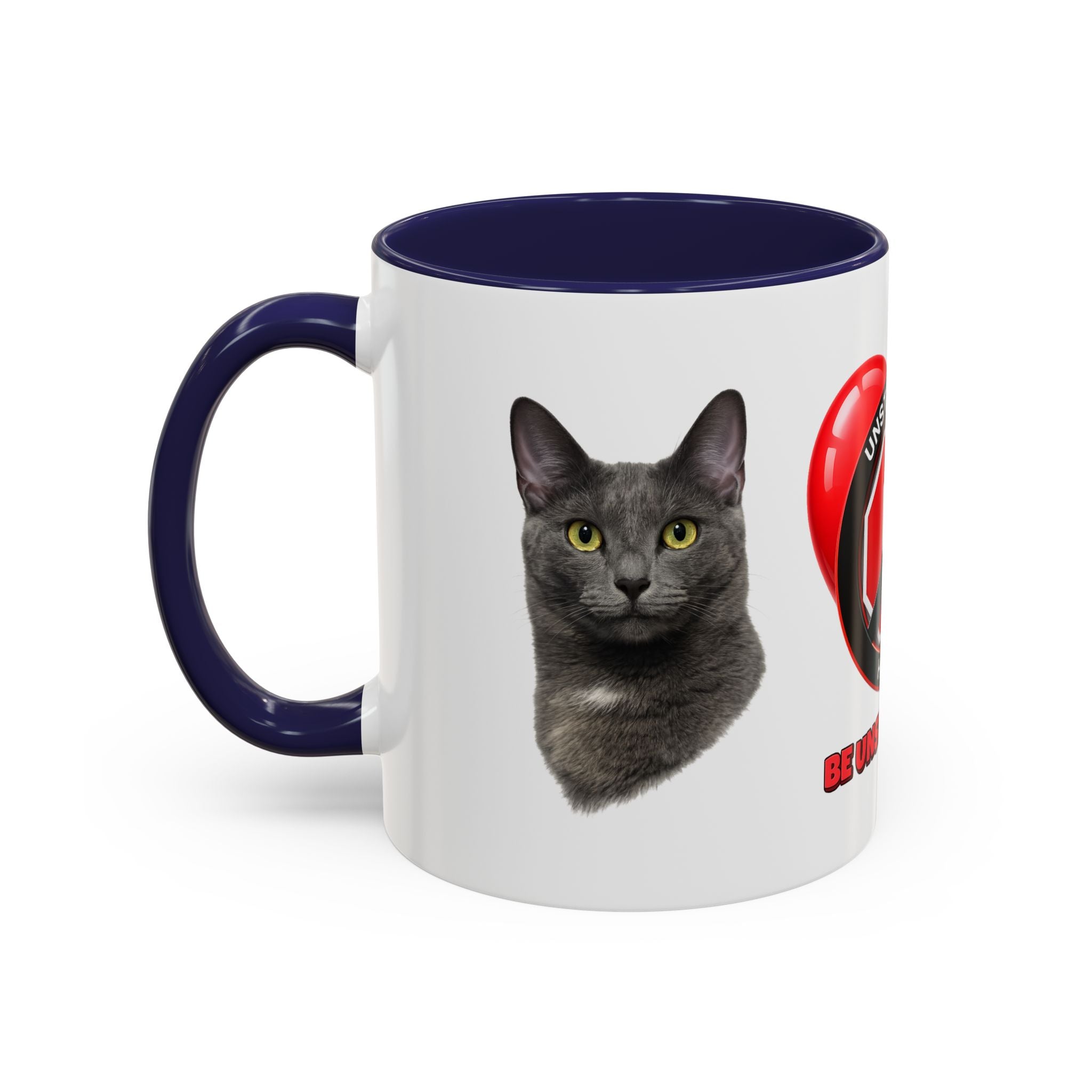 Unstoppable Heart Coffee Mug — 'Be Unstoppable' Black Accent Mug (Cat Lover Gift)