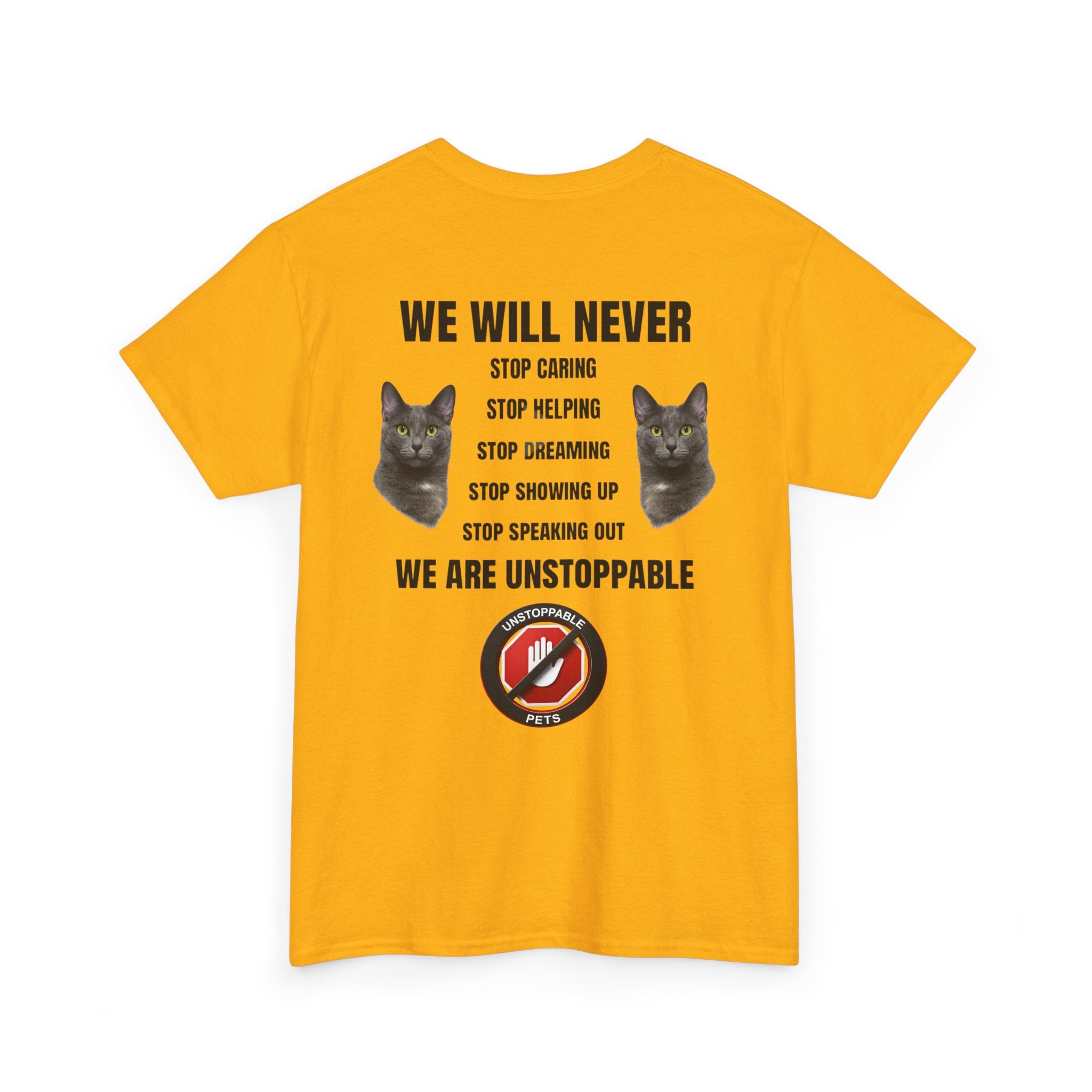 Unstoppable Heart Tee — Inspirational "Be Unstoppable" Motivational T‑Shirt (Cat Design)