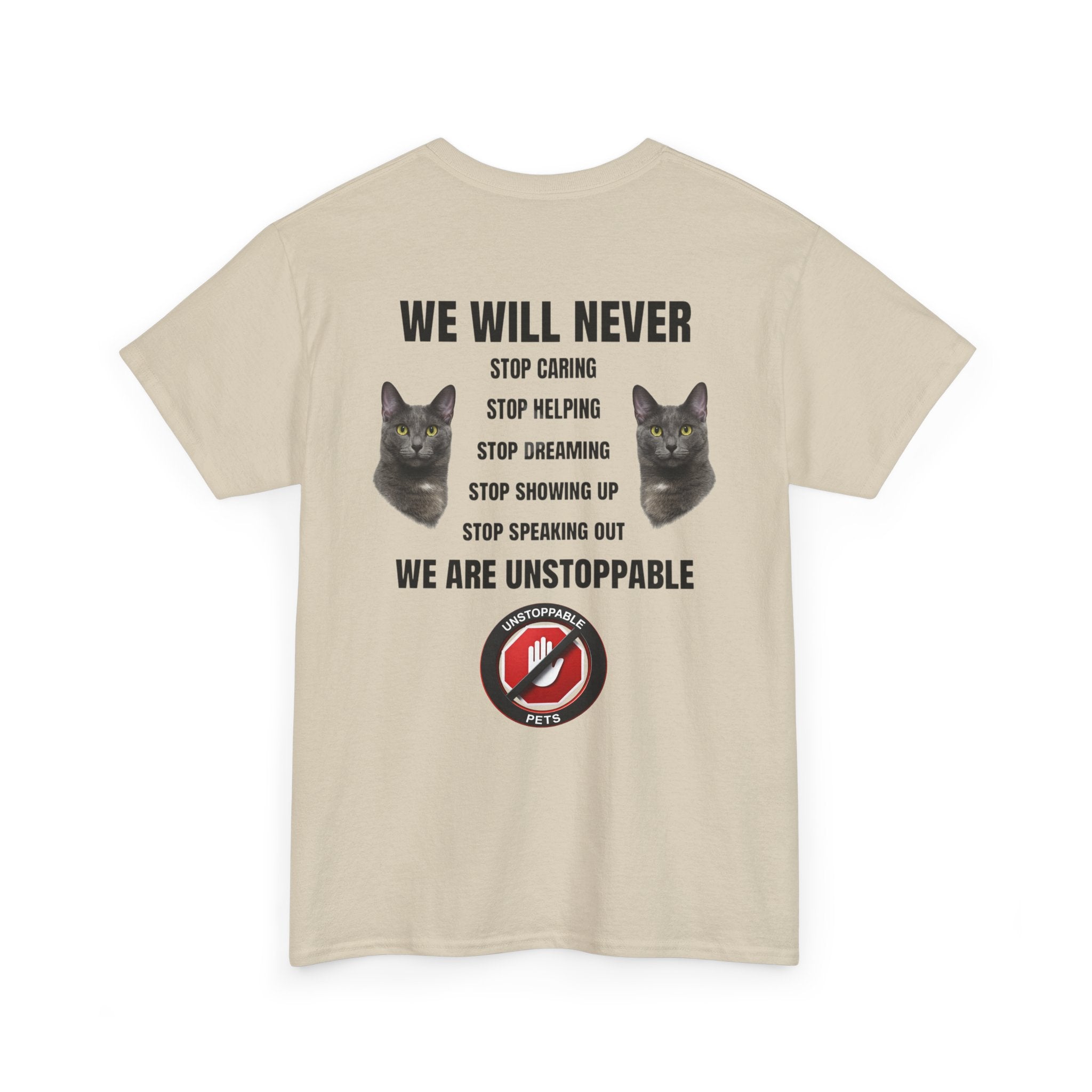 Unstoppable Heart Tee — Inspirational "Be Unstoppable" Motivational T‑Shirt (Cat Design)