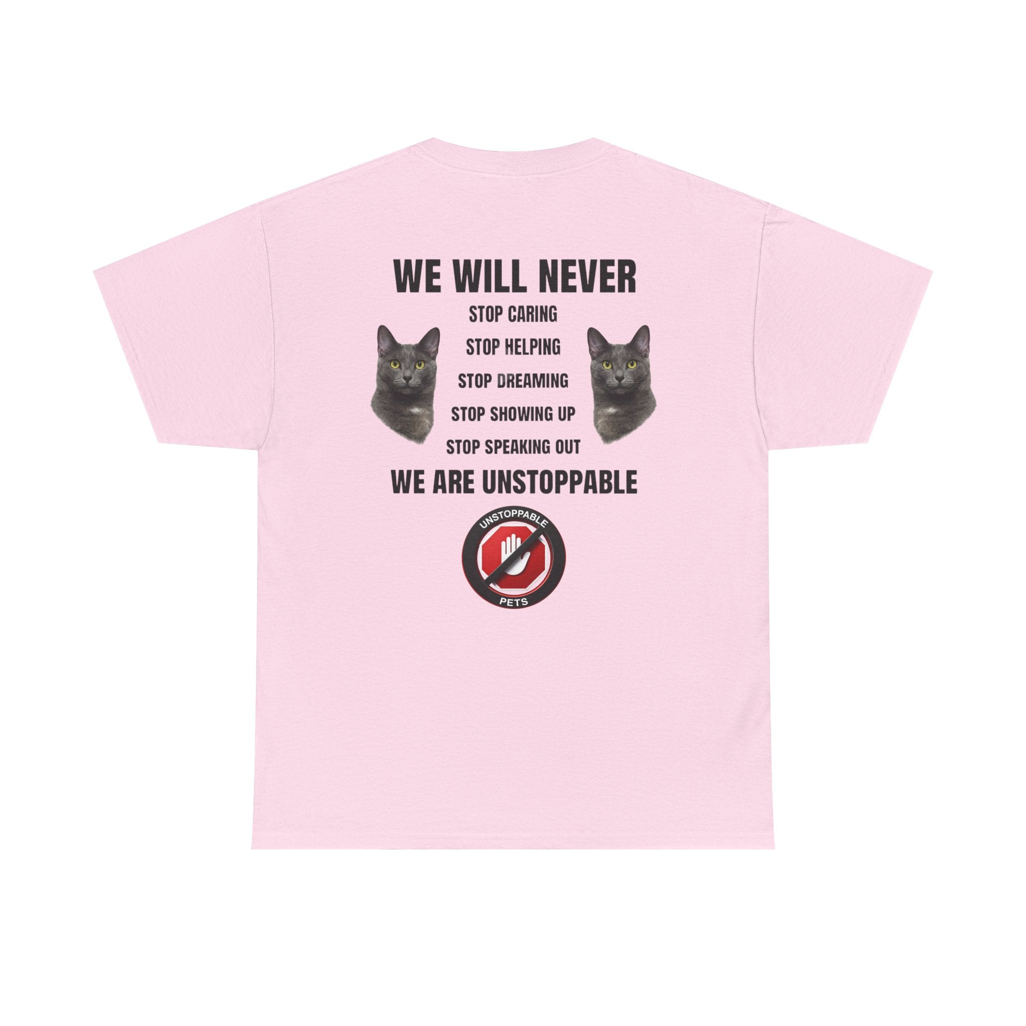 Unstoppable Heart Tee — Inspirational "Be Unstoppable" Motivational T‑Shirt (Cat Design)