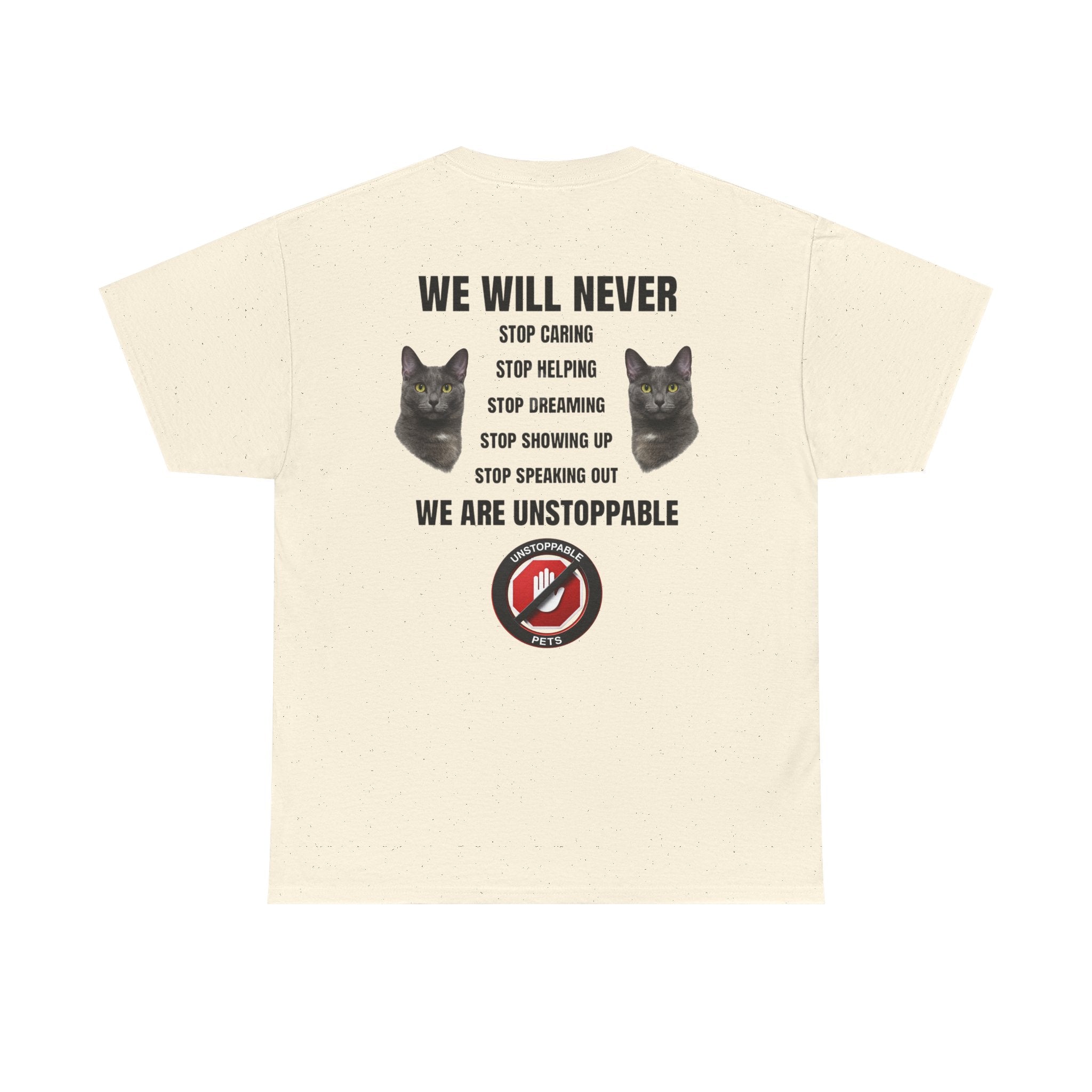 Unstoppable Heart Tee — Inspirational "Be Unstoppable" Motivational T‑Shirt (Cat Design)