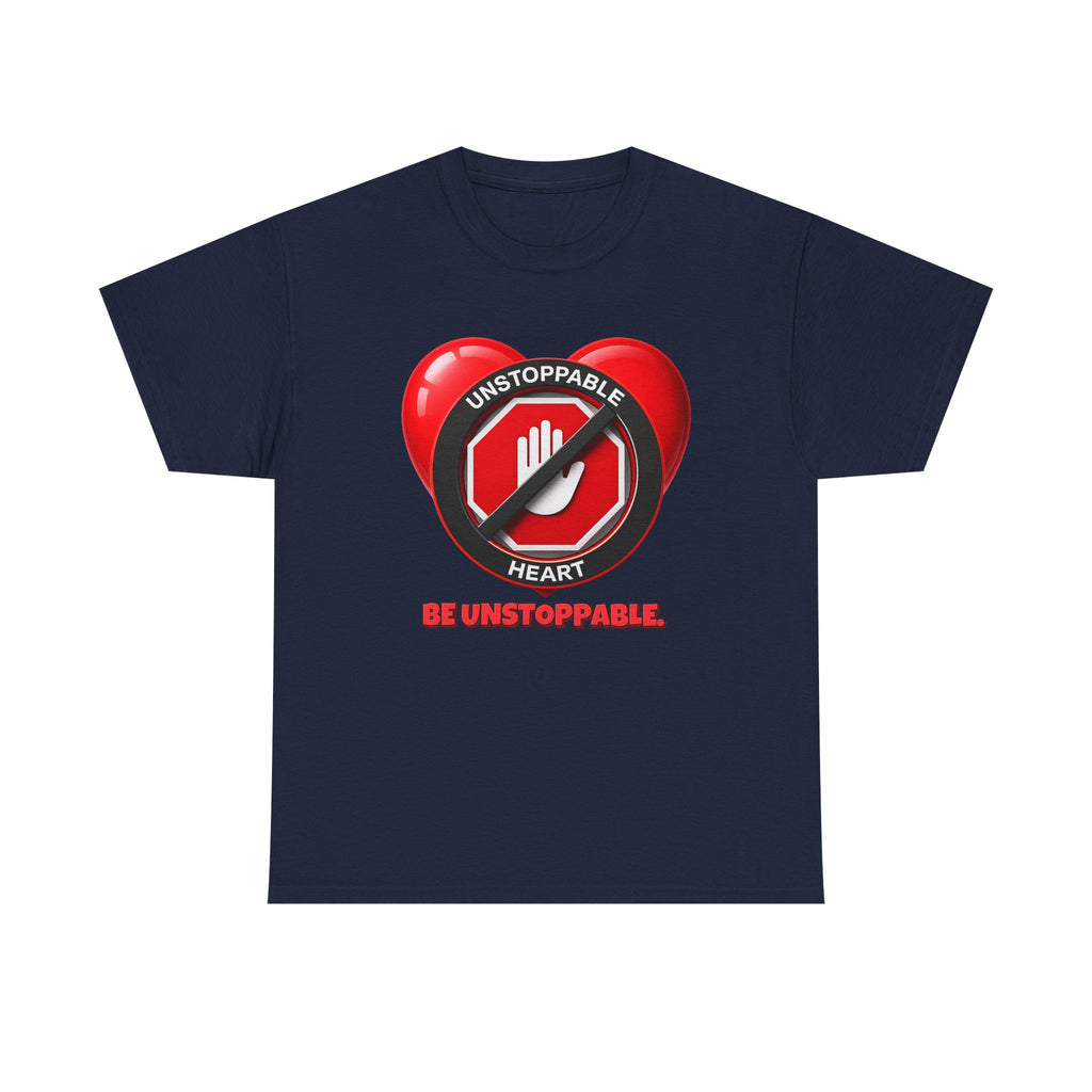 Unstoppable Heart Tee — Inspirational "Be Unstoppable" Motivational T‑Shirt (Cat Design)