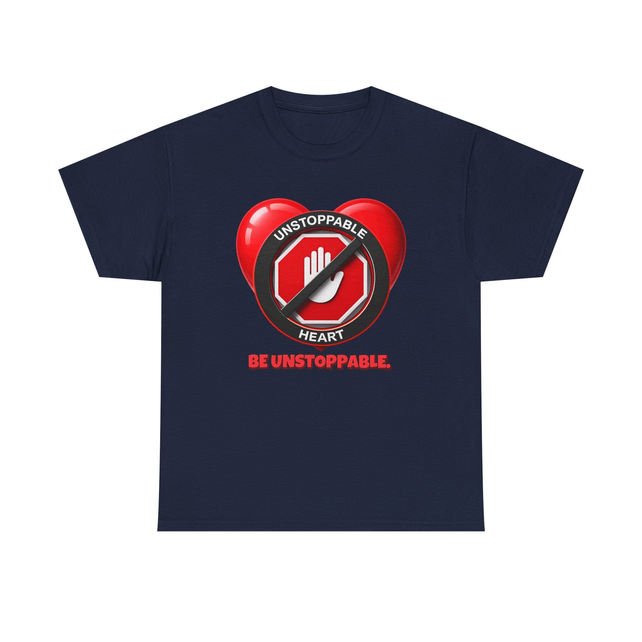Unstoppable Heart Tee — Inspirational "Be Unstoppable" Motivational T‑Shirt (Cat Design)
