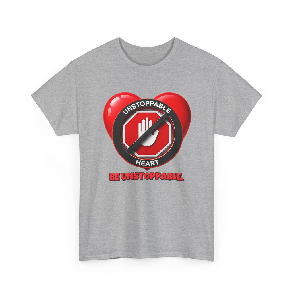 Unstoppable Heart Tee — Inspirational "Be Unstoppable" Motivational T‑Shirt (Cat Design)