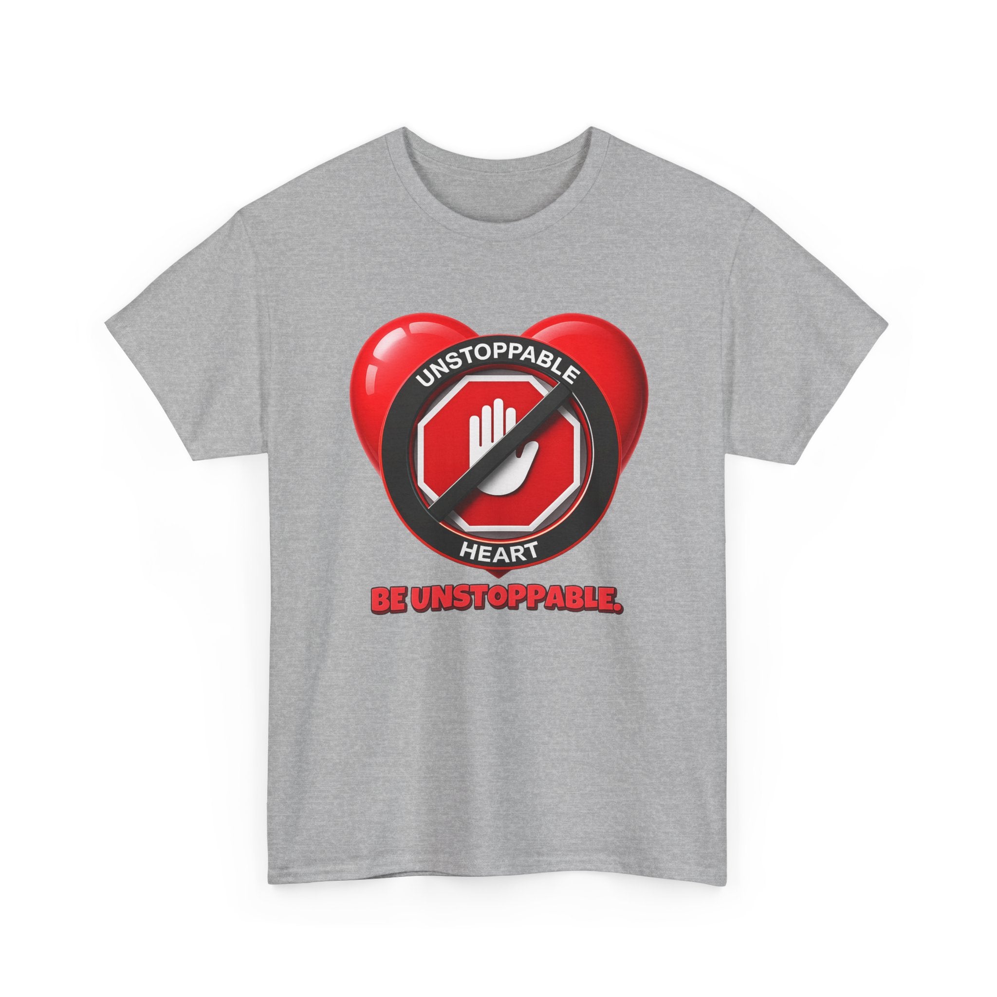 Unstoppable Heart Tee — Inspirational "Be Unstoppable" Motivational T‑Shirt (Cat Design)