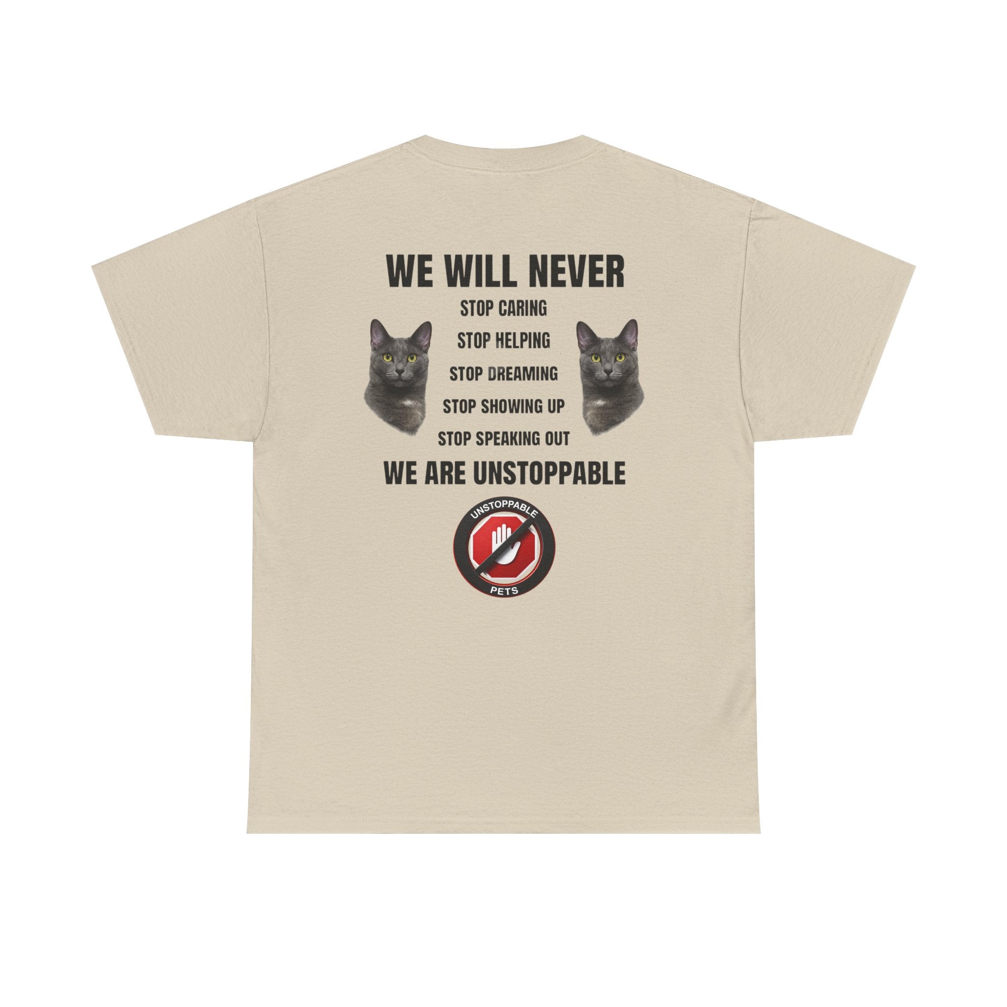 Unstoppable Heart Tee — Inspirational "Be Unstoppable" Motivational T‑Shirt (Cat Design)