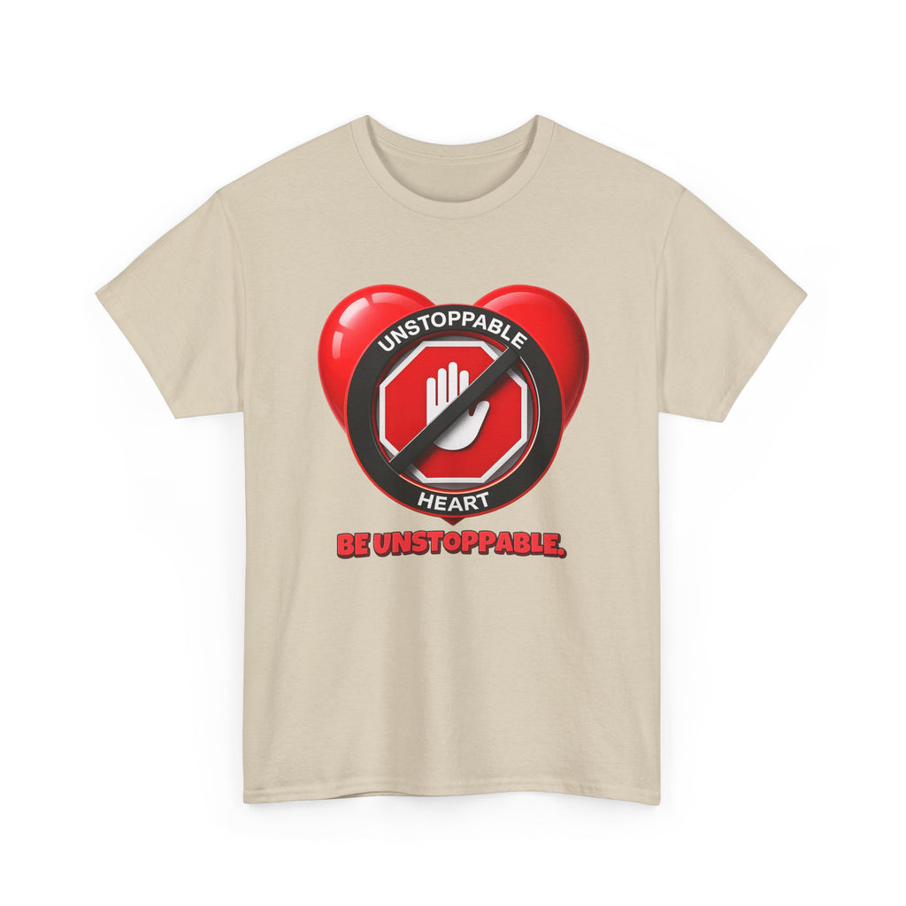 Unstoppable Heart Tee — Inspirational "Be Unstoppable" Motivational T‑Shirt (Cat Design)