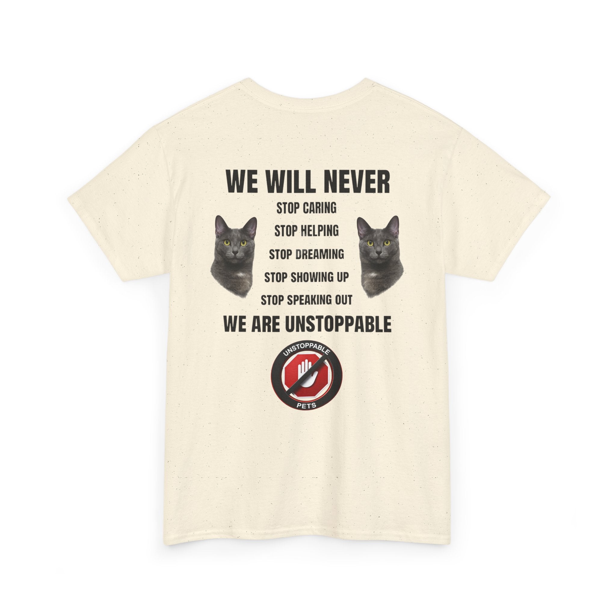 Unstoppable Heart Tee — Inspirational "Be Unstoppable" Motivational T‑Shirt (Cat Design)