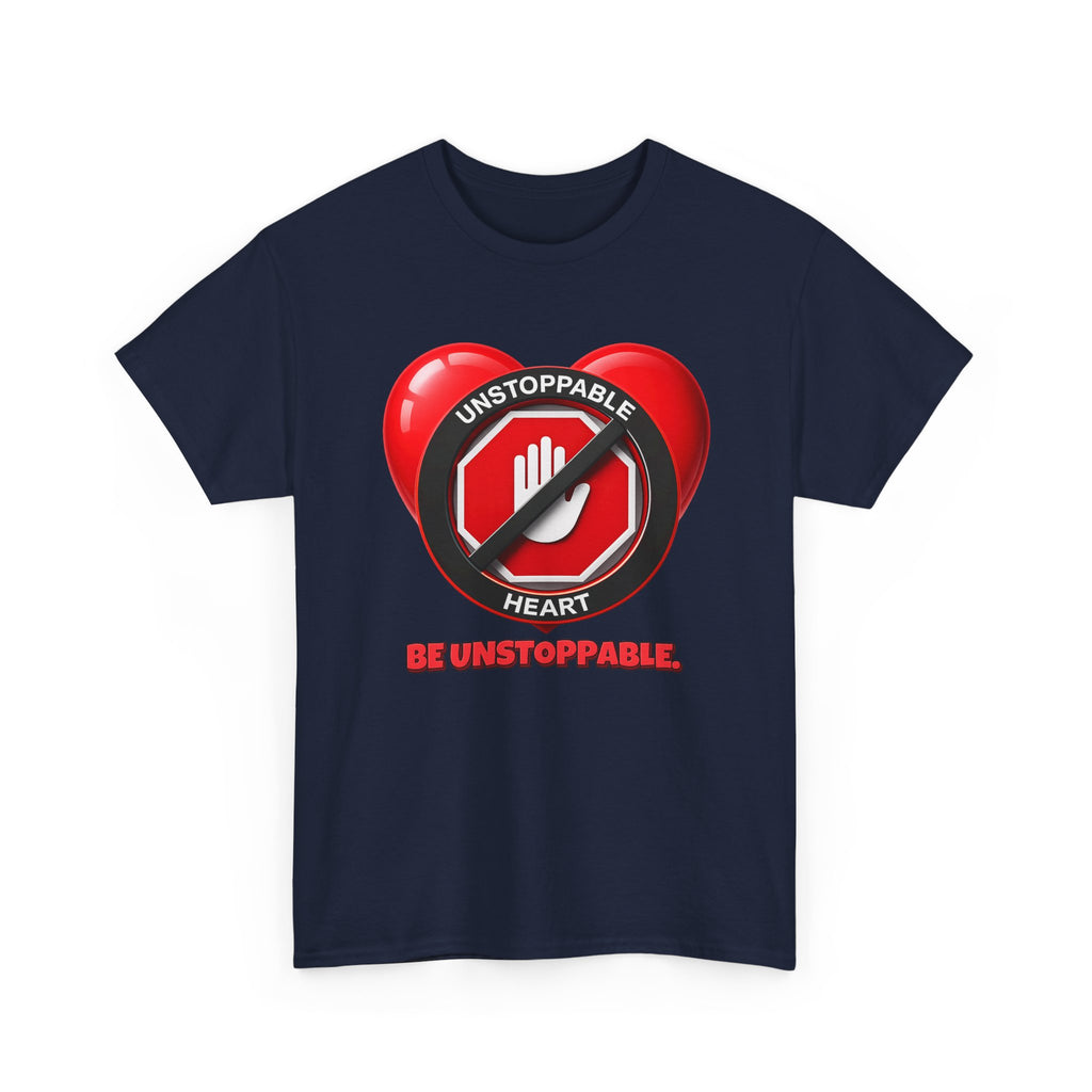 Unstoppable Heart Tee — Inspirational "Be Unstoppable" Motivational T‑Shirt (Cat Design)