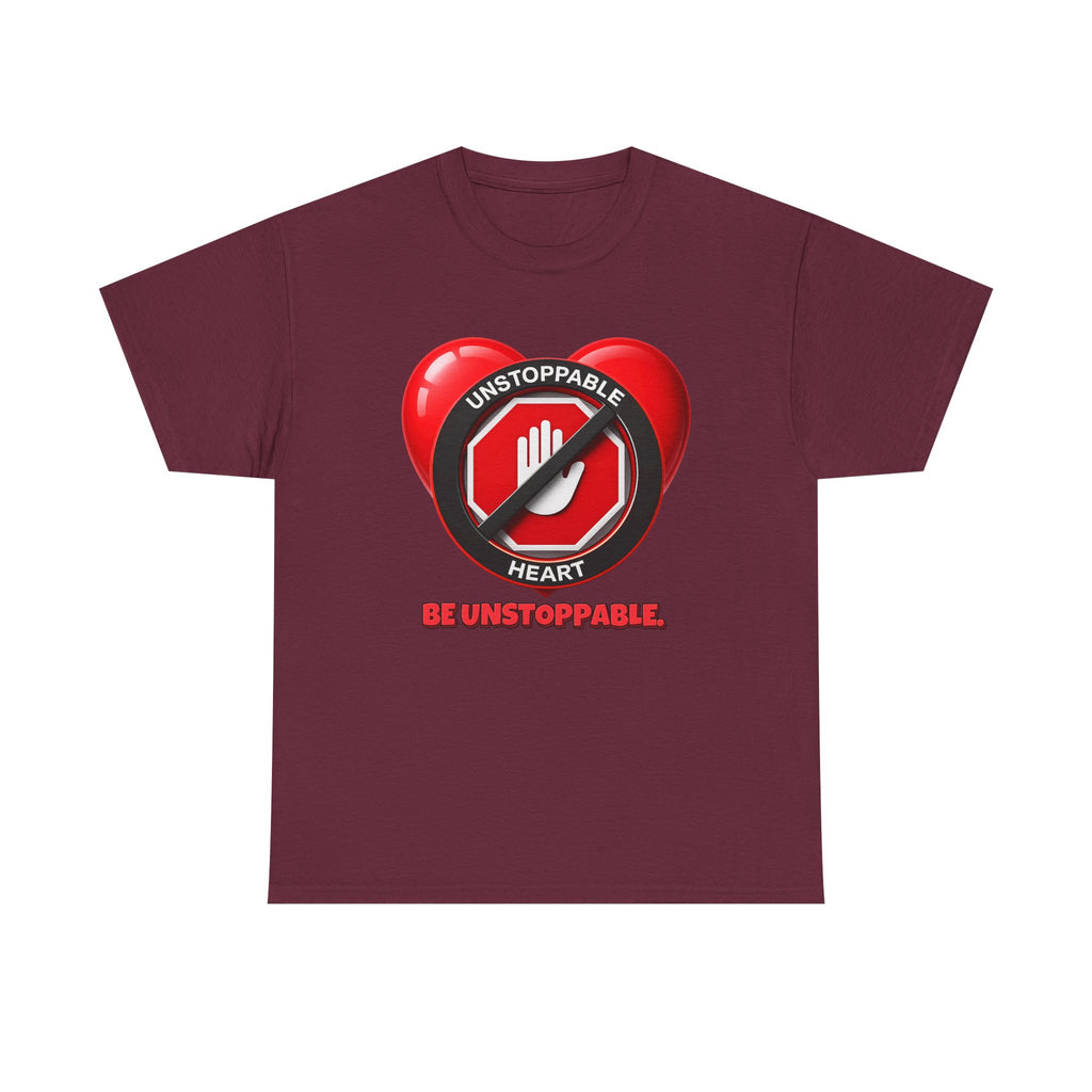 Unstoppable Heart Tee — Inspirational "Be Unstoppable" Motivational T‑Shirt (Cat Design)