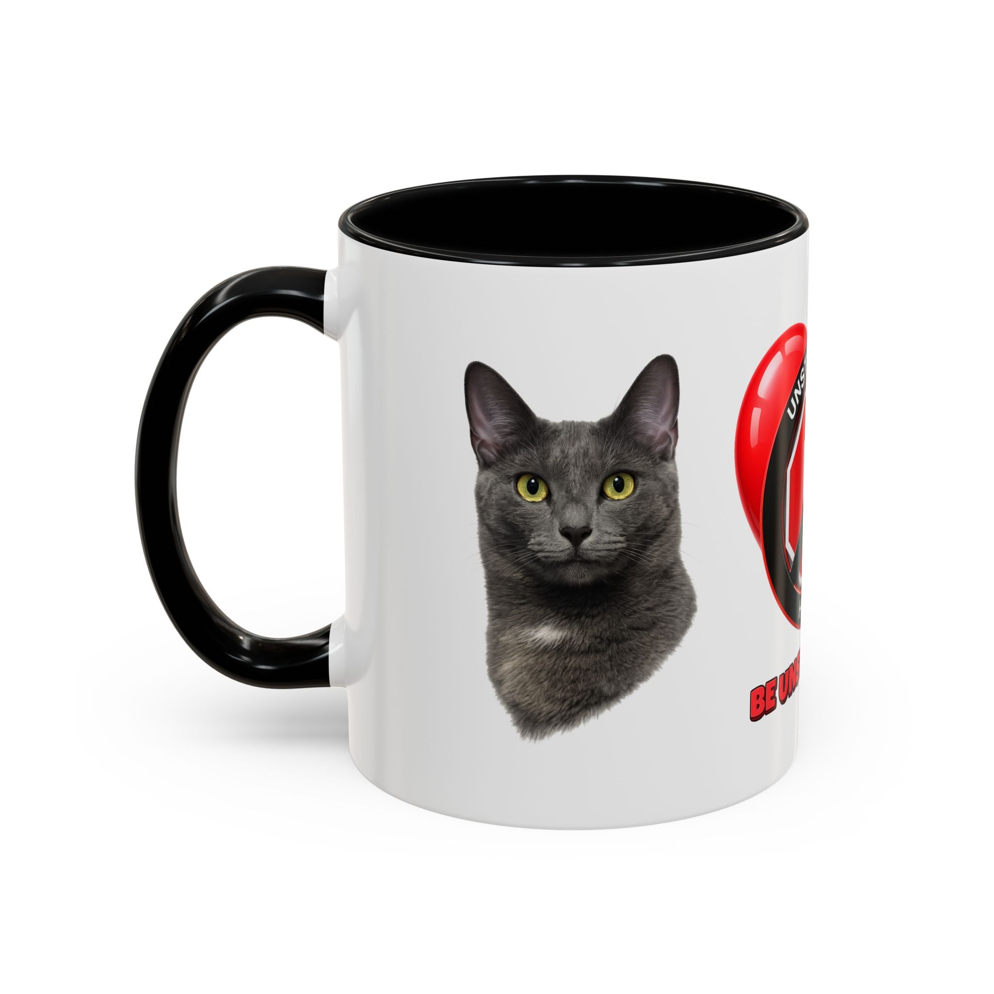 Unstoppable Heart Coffee Mug — 'Be Unstoppable' Black Accent Mug (Cat Lover Gift)