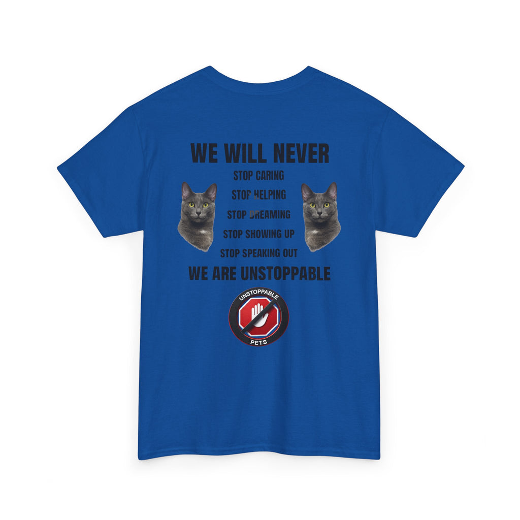 Unstoppable Heart Tee — Inspirational "Be Unstoppable" Motivational T‑Shirt (Cat Design)