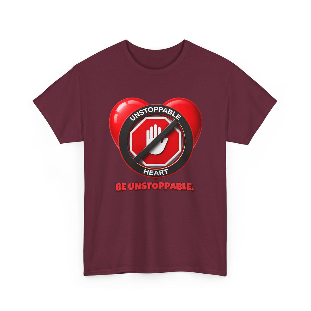Unstoppable Heart Tee — Inspirational "Be Unstoppable" Motivational T‑Shirt (Cat Design)