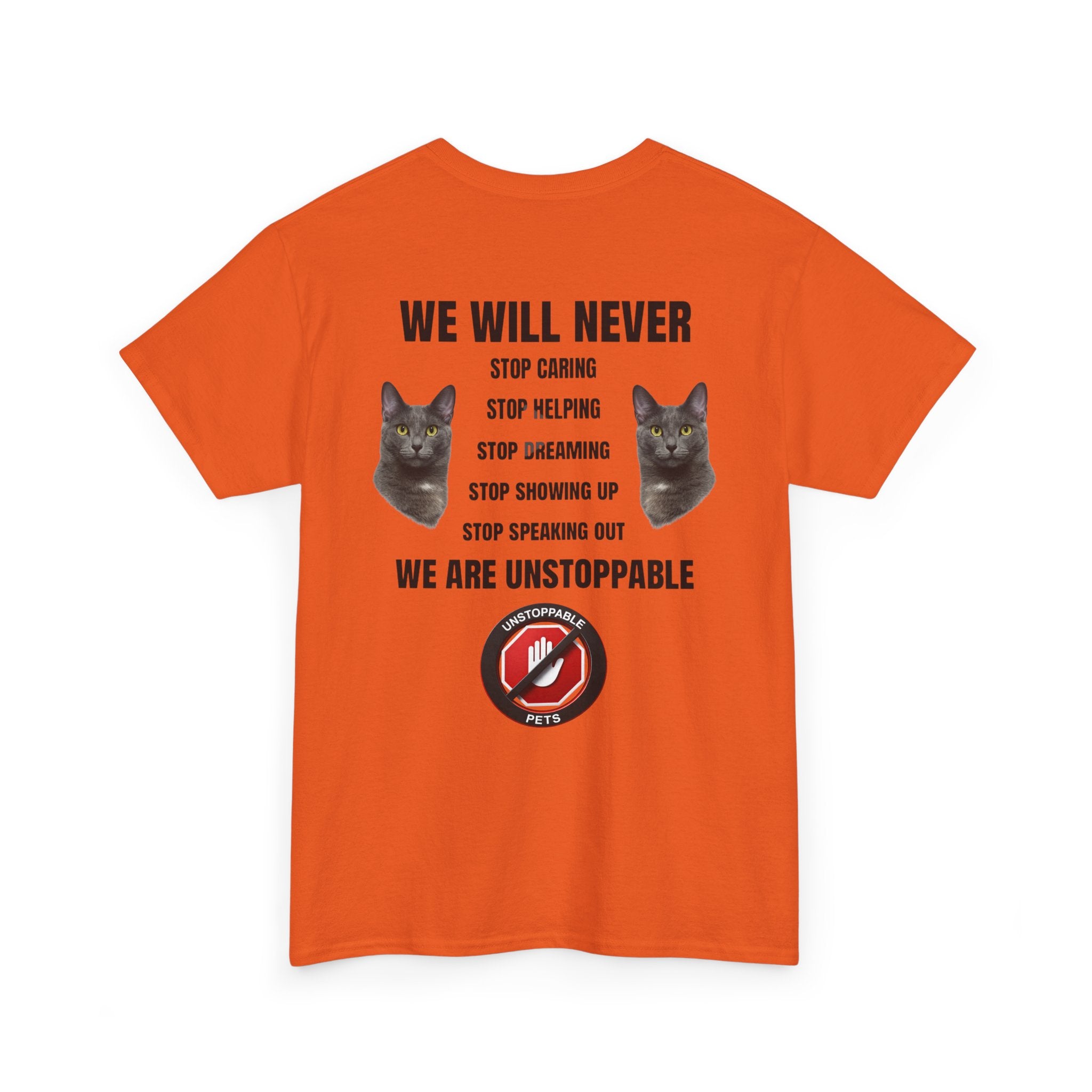 Unstoppable Heart Tee — Inspirational "Be Unstoppable" Motivational T‑Shirt (Cat Design)