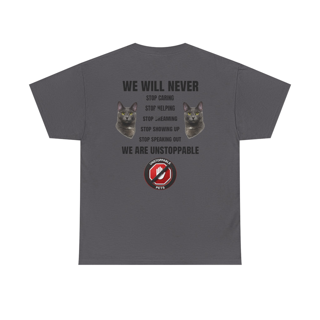 Unstoppable Heart Tee — Inspirational "Be Unstoppable" Motivational T‑Shirt (Cat Design)