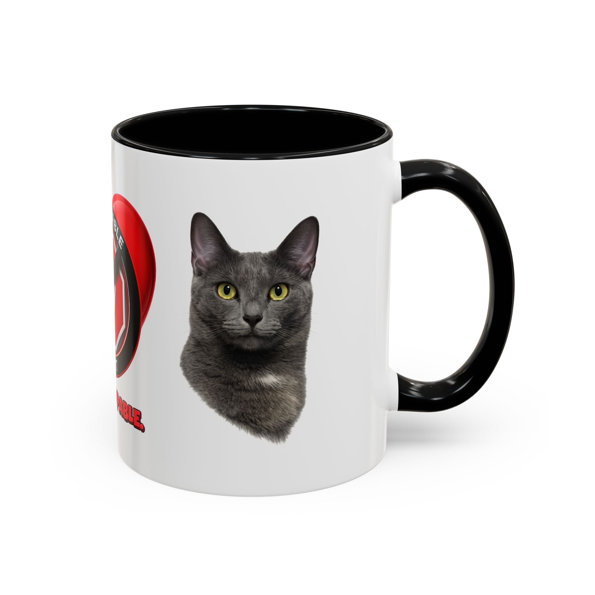 Unstoppable Heart Coffee Mug — 'Be Unstoppable' Black Accent Mug (Cat Lover Gift)